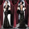 Neue sexy schwarze Abendkleider Rückenless Lace Prom Party Kleider Kleider Shath Mermaid Sheer Crew Illusion Offener Rücken Zugfest Gow7632882