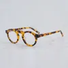 Lunettes de soleil Frames Original Vintage Round Series Frame Men Men Ombes Classic Designer Brand Hand Craft Yellow Tortoise acétate Eyeglass pour