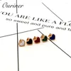 Boucles d'oreilles 5 couleurs coeurs d'amour de luxe pour femmes bijoux mignons en acier inoxydable en or rose coquille de couleur ke004