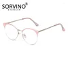 Sonnenbrille Sorvino Modetrend Schmetterling Eyglasse Rahmen Rahmen Antiblau -Licht Brille Frauen Katze Augenmetall Flachspiegel Myopie