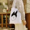 Boodschappentassen schattige cartoon kleine koppeling print dunne katoenen canvas draagtas witte eco doek vrouwen shopper handtas Koreaanse ins casual schouder