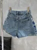 Vrouwen spijkerbroek terug driehoek Logo Appliqued Summer Fashion Casual Designer Shorts Smlxlxxl