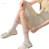 Donne calzini giapponese fiore govde medio caviglia per jk girl mesh broncio di volant boschetto da frutto bianco