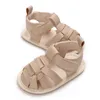 Första Walkers Summer New 0-18m nyfödda sandaler för flickor PU Soft Rubber Sole Anti Slip Baby Step Walking Shoes H240504