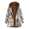 Jaquetas femininas 5xl Coat Winter Whiod Fel com capuz de jaqueta floral feminina Mulheres vintage de manga comprida bolso feminino de bolso superdimensionado