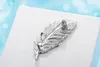 Fashion Leaf Feather 925 Broches en argent sterling pour femmes Corsages avec Broche cristalline brillante ACCESSOIRES DES Vêtements écharpe 240418