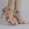 Les chaussures habillées aiment les moments pointés du mariage et des sacs femmes 9cm mince talon fleur fête grande taille 45 pompes féminines