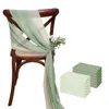 12 PCs 17x275cm Green Chiffon Chair Sashes Hochzeitsabdeckungen Ribbon Party Gang Decor 240430