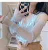 Ärm ärmmar Summer Long Fingerless Gloves Womens Sunscreen Thin Spets Mesh Arm Suns Sunscreen UV Breattable Q2404301