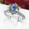 WOLLET Réglable 1ct colored solitaire 925 sterling eternity Engagement Moisanite Anneau