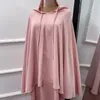 Ethnische Kleidung 2 Stück Truthahn Ramadan Eid Kapuze Gebet Garmnet Khimar Arabische muslimische Frauen über Kopf Hijab Maxi Kleid Set Dubai Islamisch