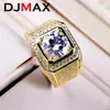 Cluster anneaux Djmax Original 925 STERLING Silver Resizable Men's Diamond 1 / 2CT Moissanite pour hommes Top Quality 2024