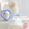 Vêtements de chien bleu blanc mode vêtements de compagnie simples chihuahua caniche mignon arc princesse robe pour petites jupes de fronde moyenne chiot