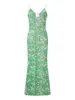Повседневные платья wsevypo 2024 Лето зеленые цветы печатный пляж Длинное платье для женщин бохо без рукавов спагетти