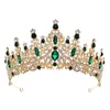 Haarklammern Goldfarbe Kristallkronen Geburtstagstiaras Vintage Crown für Frauen Barock Brautfestigkeit Prom Hochzeitszubehör Kopfschmuck