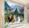 Custom size 3d po wallpaper mural living room 8 horses flower and bird scenery picture sofa TV backdrop wallpaper mural nonwov5472242