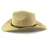 Bérets Fashion Paille pour hommes femmes Summer dans Fedora de style cow-boy