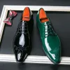 Marca Spring Spring Elegant Patent Leather Men Head Fashion Dress Man Party Pontoned Shoes de casamento brilhante