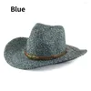 Bérets Fashion Paille pour hommes femmes Summer dans Fedora de style cow-boy