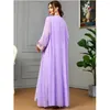 Roupas étnicas abertas abayas mulheres muçulmanas renda quimono maxi vestidos perus arabic 2 peças conjunto kaftan dubai roupas islâmicas vestido de partido eid