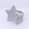 Baguette de buena calidad MOISSANITE STAR STAR RING VVS Custom VVS Hip Hop Hop Ring Pinky Ring Men Joyería de hiphop personalizada