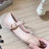 Ballett Flats Frauen Designerin Mary Jane Kleidschuhe echte Lederrunde Runde Zehen niedriger Flachfürch