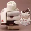 Meias infantis 5pcs/lote crianças meias para menino algodão coreano Mantenha as meias infantis de moda de inverno quente Y240504