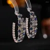 Kolczyki obręcze Fxlry przesadzony inkrustowany cyrkon francuski retro elegancki kształt litery U dla kobiet biżuteria ślubna