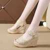 Dress Shoes 2024 Summer Women's Wedge Fish Mouth Sandals Casual Platform High Heels Sandalias Mujer