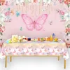 Party -Dekoration Huiran Butterfly Dispositable Tabloth Happy Birthday Kinder Hochzeitsbedarf Babyparty Mädchen