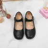 أحذية مسطحة جديدة فتيات أسود فستان جلدي أحذية أطفال زفاف براءة اختراع الأميرة للأطفال الطالب المدرسي الأحذية المطاطية H240504