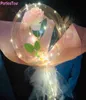 3PCSSEST LED Balloon Luminous Rose Bouquet شفاف Bobo Ballon Valentines Day Gift Glow Party Birthday Decord Balloon Y1067740