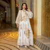 Vêtements ethniques Moyen-Orient Golden Pearl Broidered Yarn Muslim Femelles Robes maxi pour les sets de soirée des femmes