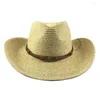 Bérets Fashion Paille pour hommes femmes Summer dans Fedora de style cow-boy