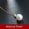 XF800 Collier en or jaune pur 18K Pendant Natural Natural Eater Pearl Trendy Party Gift Real AU750 Fine Jewlery for Women D221 240422