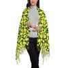 Szaliki żółty cytrynowy szalik z frędzlami zielony liść trzymaj ciepłe szale i owijają lady graficzną zimę y2k zabawna bandana