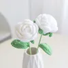 Fleurs décoratives bouquet fini à la main Milk Coton Rose Rose Fleur artificielle laine en tricot en gros de la Saint-Valentin
