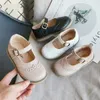 Flat shoes New Grils Leather Shoes Casual Girls Autumn Winter Kids Pu Show White Childrens Black Pink size 21-30 Flats H240504