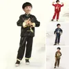 Vêtements Ensembles d'année Tang Suit Traditional Chinois Dragon Kids with Stand Collar Top Top Elastic Pants Pants pour garçons