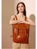 Sac à dos en cuir authentique en cuir féminin résistant aux femmes Cowhine Computer Knapsack College Style 14 "British rétro British Neutral