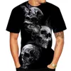 2024 Sommer Fashion T-Shirt 3D-Schädeldruck Serie Mens Street Round Neck kurzärmelig