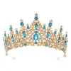Haarklammern Goldfarbe Kristallkronen Geburtstagstiaras Vintage Crown für Frauen Barock Brautfestigkeit Prom Hochzeitszubehör Kopfschmuck