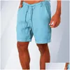 Mäns shorts män s mode linne sommar bomull strand kort vild fritid lös fast last 230417 droppleveranskläder kläder dh4fh