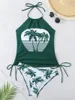 Kvinnors badkläder 2024 Print Side String Tankini Swimsuit Kvinnlig vadderad tryckt badbaddräkt Simtrandkläder Summer