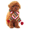 犬アパレルクリスマスペットストライプスカーフかわいいポン装飾パターン猫の子犬服のアクセサリードロップ