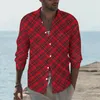Męskie koszule Red Zielona Koszula Plaid Autumn Vintage Check Man Cool Bluzki z długim rękawem Graphic Y2K Ubrania plus rozmiar 3xl 4xl