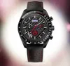 High quality mens watch full functional stopwatch clock quartz movement pilot chronometre hole genuine leather nylon strap wristwatch Orologio di Lusso gifts