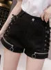 Dames shorts Deeptown Denim Bandage Sexy Cargo Women 2024 Spring Summer Gothic Harajuku Streetwear Side been broek