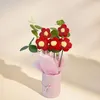 Dekoratif çiçekler 1 adet el tığ işi örgü çiçek buketleri ile kova ev dekorasyonları Ana Günü hediye yıldönümü hediyeleri sevgililer