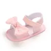 First Walkers baby schoenen meisje flats sandalen zachte zool anti-slip zomer bowknot stip streep kanten wieg pasgeboren walker hot sale h240504